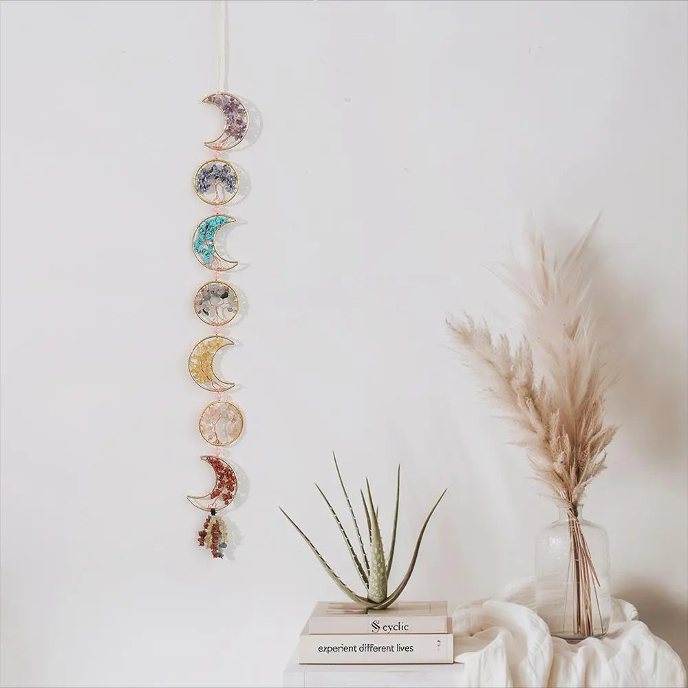 Moon & Tree Design Hanging Decor, 1 Count Artificial Crystal Wind Chime, Wall Hanging Ornament for Home Living Room Bedroom Dining Room Decor, Gifts for Men, Bedroom Decor