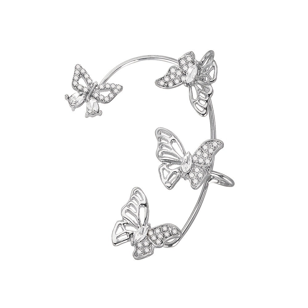 Elegant Butterfly Ear Clips | No-Piercing, All-Season, Plated K, Glass Mosaic, By Yugeweer