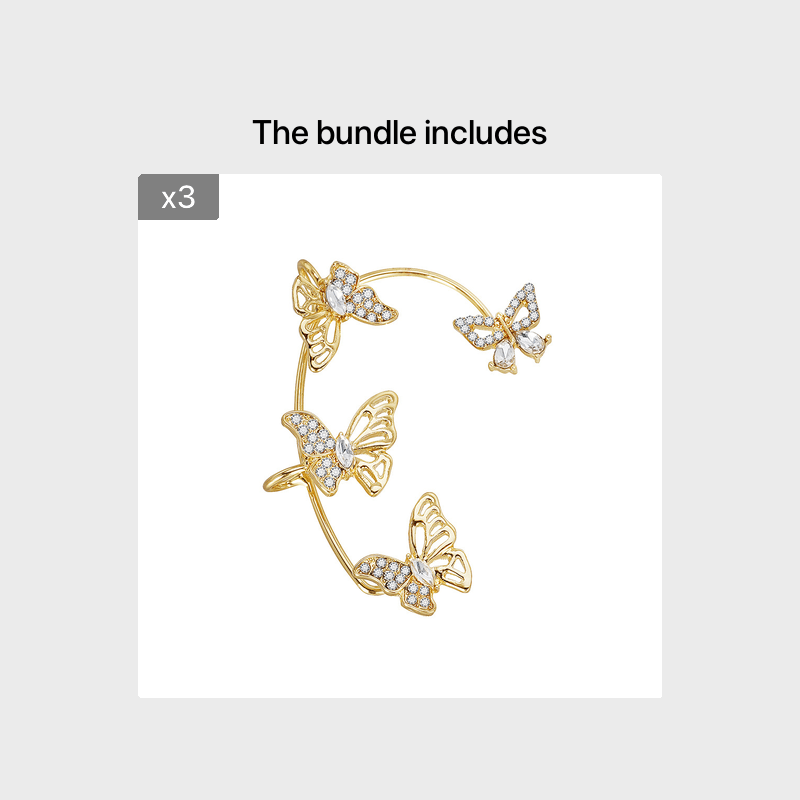 Elegant Butterfly Ear Clips | No-Piercing, All-Season, Plated K, Glass Mosaic, By Yugeweer